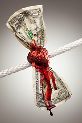 Image showing Wrinkled American Dollar Bleeding in Rope