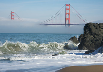 Image showing The Golden Gate Bridge in the Morning Fog