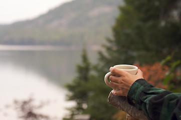 Image showing Morning Coffee on the Lake