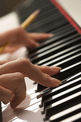 Image showing Woman's Fingers on Digital Piano Keys