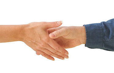 Image showing Man and Woman Shaking Hands Isolated