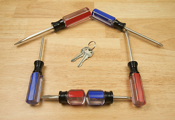 Image showing House Shaped by Screwdrivers and Keys