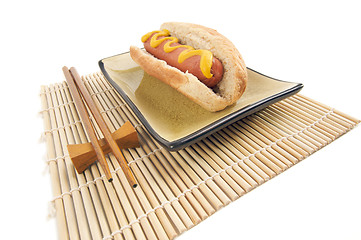 Image showing Hot Dog and Chopsticks