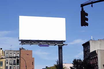 Image showing Blank billboard against blue sky, put your own text here