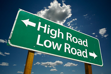 Image showing High Road, Low Road  - Road Sign