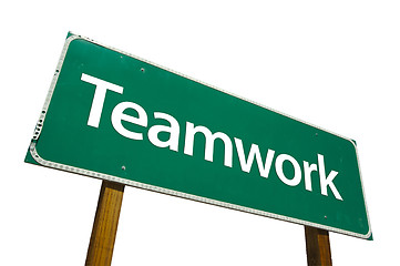 Image showing Teamwork Road Sign with Clipping Path