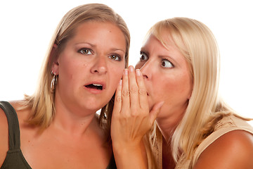 Image showing Two Blonde Woman Whispering Secrets