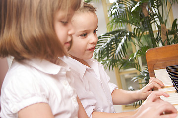 Image showing Children Playing the Piano