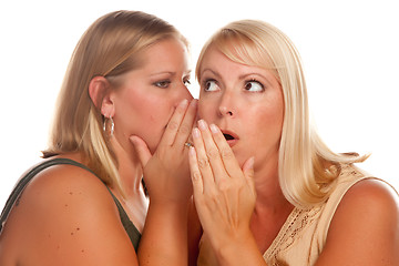 Image showing Two Blonde Woman Whispering Secrets