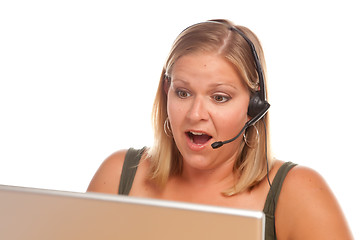 Image showing Attractive Shocked Customer Support Woman