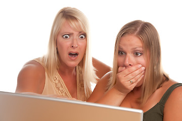 Image showing Two Shocked Women Using Laptop