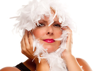 Image showing Pretty Girl with White Boa