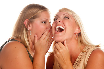 Image showing Two Blonde Woman Whispering Secrets