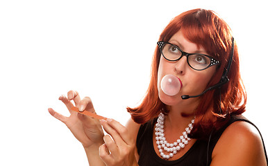 Image showing Red Haired Retro Receptionist