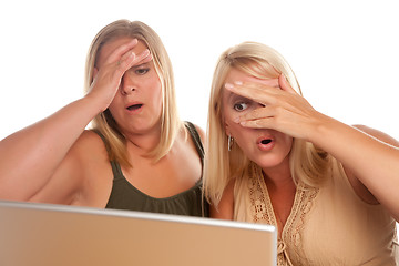 Image showing Two Shocked Women Using Laptop