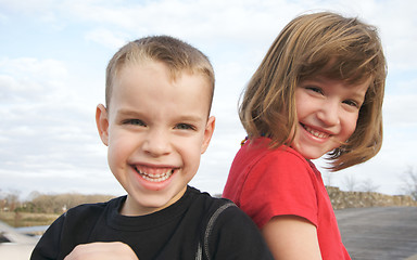 Image showing Two Children Smile for the Camera