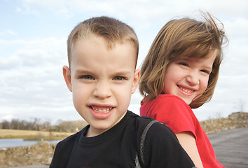 Image showing Two Children Smile for the Camera