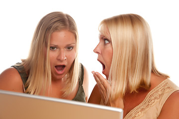 Image showing Two Shocked Women Using Laptop