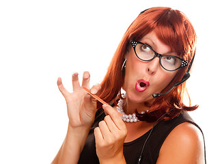 Image showing Red Haired Retro Receptionist