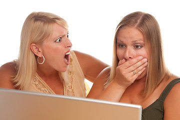 Image showing Two Shocked Women Using Laptop