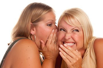 Image showing Two Blonde Woman Whispering Secrets