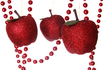 Image showing vintage apple-shaped christmas balls