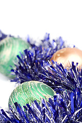 Image showing christmas balls and tinsel