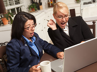 Image showing Businesswomen Celebrate Success on the Laptop