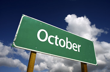 Image showing October Green Road Sign