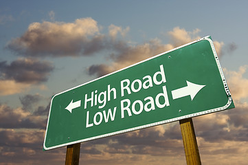 Image showing High and Low Road Green Road Sign