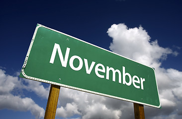 Image showing November Green Road Sign