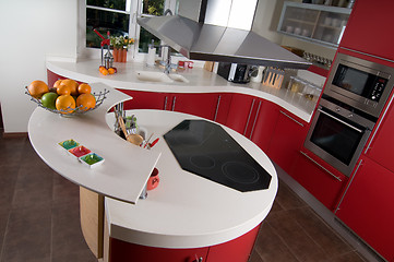 Image showing Red modern kitchen