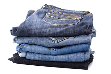 Image showing stack of blue jeans