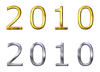 Image showing Year 2010 3D Golden and Silver