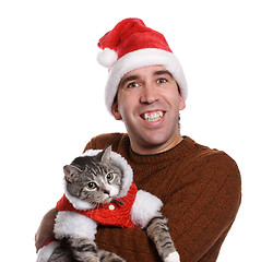 Image showing Chistmas Man and his Cat