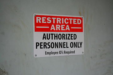 Image showing Restricted Area Sign