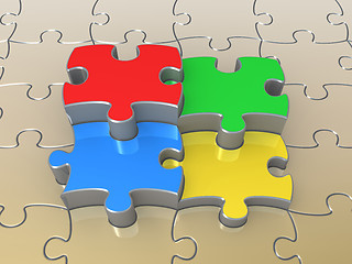 Image showing Colored Puzzle Pieces