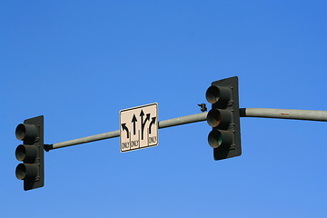 Image showing Traffic Lights and a Traffic Sign