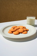 Image showing Vanilla Cookies and a Glass of Milk