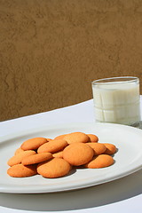 Image showing Vanilla Cookies and a Glass of Milk