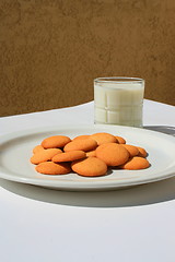 Image showing Vanilla Cookies and a Glass of Milk