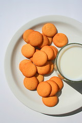 Image showing Vanilla Cookies and a Glass of Milk