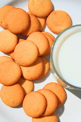 Image showing Vanilla Cookies and a Glass of Milk