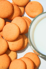 Image showing Vanilla Cookies and a Glass of Milk