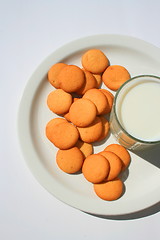 Image showing Vanilla Cookies and a Glass of Milk