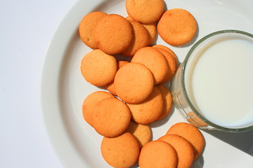 Image showing Vanilla Cookies and a Glass of Milk