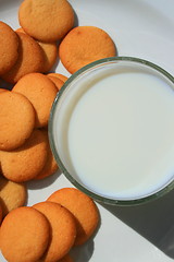 Image showing Vanilla Cookies and a Glass of Milk