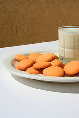 Image showing Vanilla Cookies and a Glass of Milk