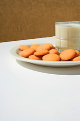 Image showing Vanilla Cookies and a Glass of Milk