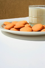 Image showing Vanilla Cookies and a Glass of Milk